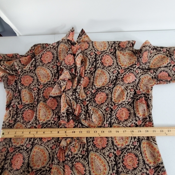 Lauren Ralph Lauren Paisley Print Ruffle Blouse Size 1X Button Front Shirt Femme - Picture 8 of 13